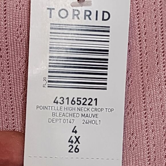 4X 26W Torrid Pink Pointelle High Neck Crop Tank Purple Thong Set Loungewear - Picture 5 of 10